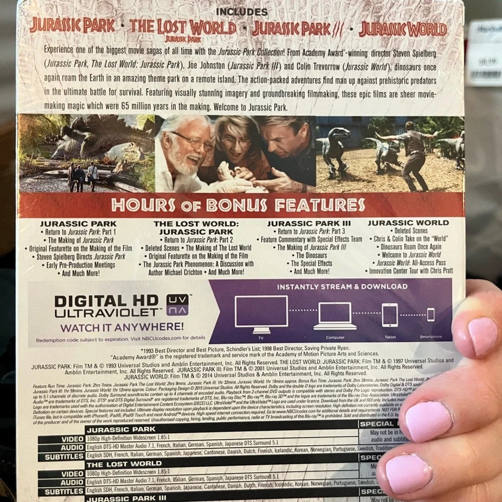 BRAND NEW Jurassic Park Blu-Ray Digital HD Ultraviolet Movie Collection. - Picture 2 of 2
